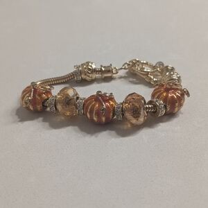 Gold and Brown Chain Link Bracelet